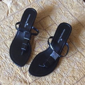 Wedge black sandals with black gems